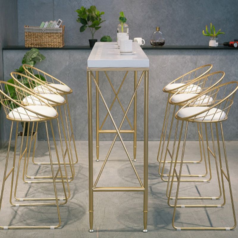 Glam Bar Height Table Solid Wood Top Bistro Bar Table for Living Room