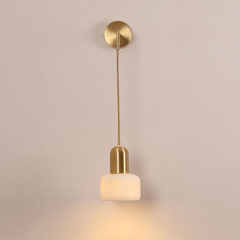 Nordic Style Wall Light Cylinder Shape Wall Lamp with Ceramics Shade for Bedroom