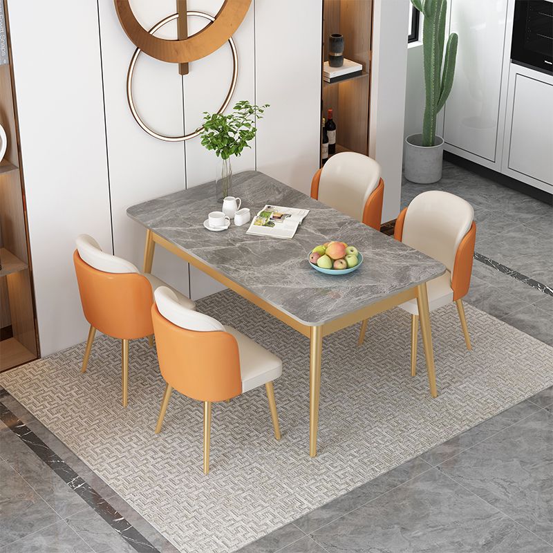Contemporary Rectangle Dining Table Set 1/2/5/7 Pieces Stone Top Dinette Set