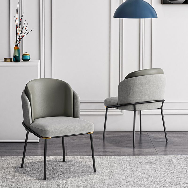Contemporary Metal Dining Chairs Upholstered Armless Dining Chairs for Home Use