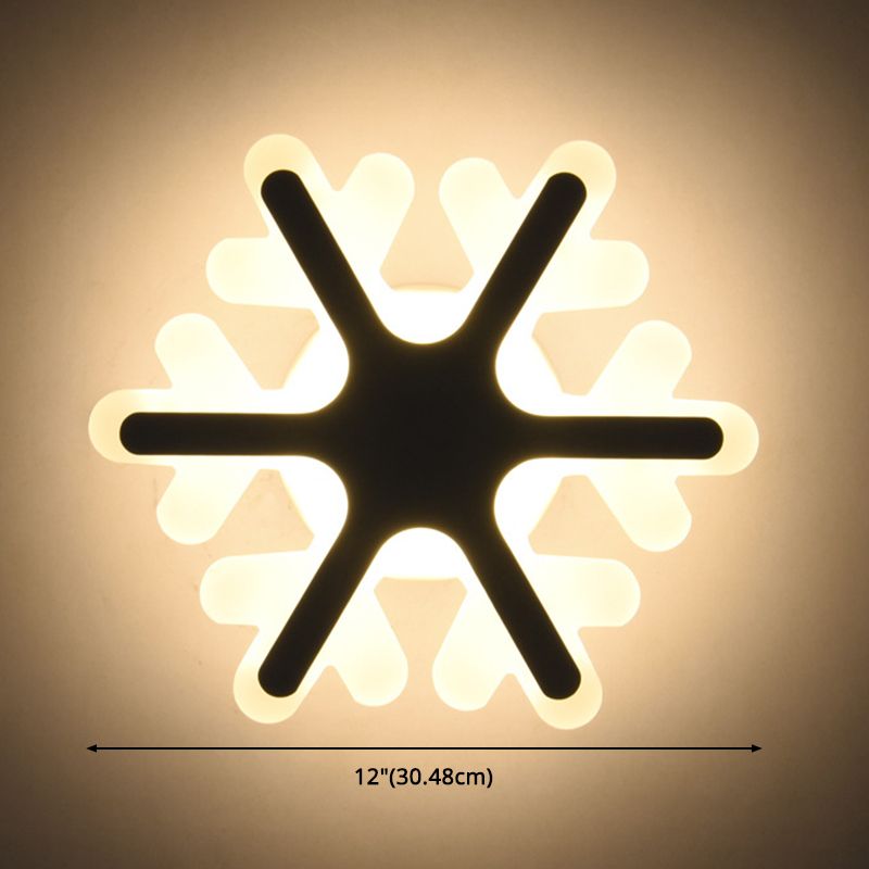 Nordic Snowflake Wall Sconce Lighting Acrylic LED Bedroom Sconce Light Fixture in White