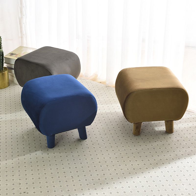 Modern Stain Resistant Standard Oval Dark Blue Velvet Indoor Pouf