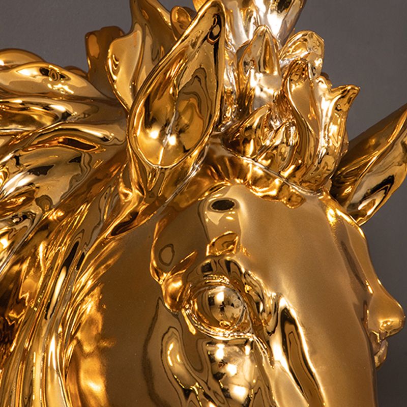 Éclairage mural de résine de forme de cheval traditionnel 9,5 "/ 12" W 1 lampe d'applications murales dorée de tête avec une teinte en pharmacie en cristal clair