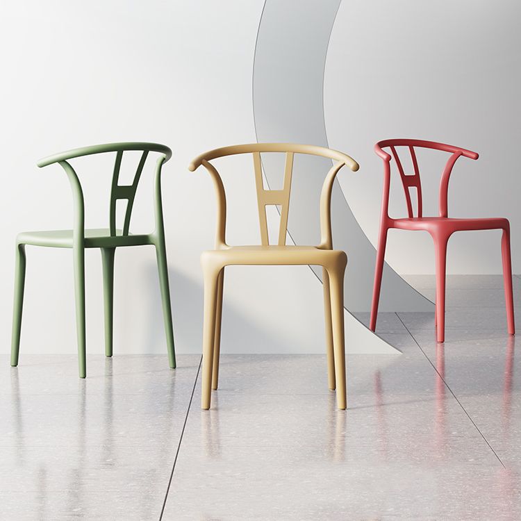 Plastic Side Chair Contemporary Style Multicolor Armless Chair for Dining Room