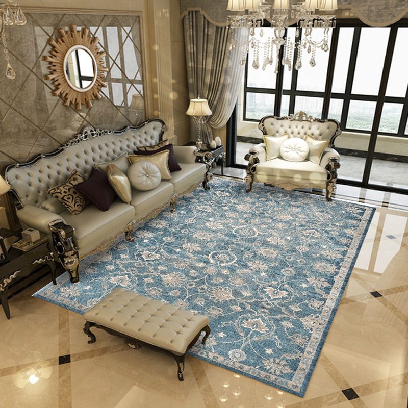 Victorian Medallion Printed Carpet Polyester Rug Stain Resistant Indoor Rug for Home Decoration