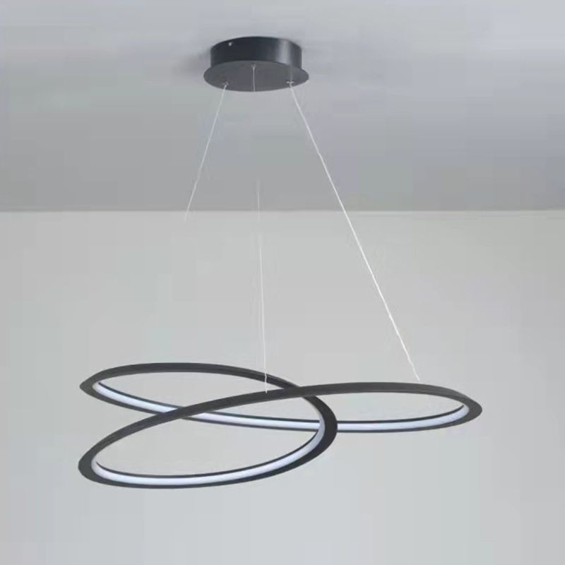Contemporary Seamless Curves Chandelier Pendant Light Metallic Suspension Pendant Light for Living Room