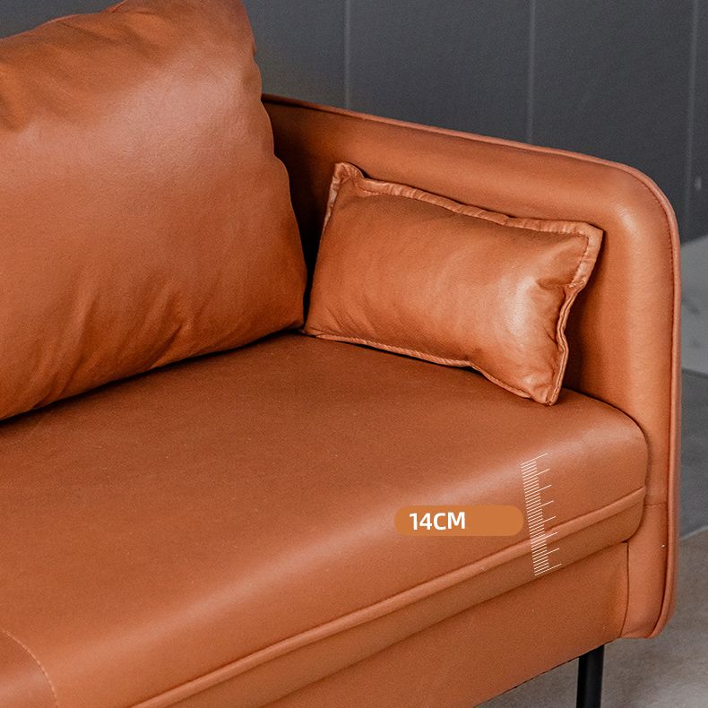 Faux Leather Sofa 29.92" High Scandinavian Square Arm Sofa for Living Room