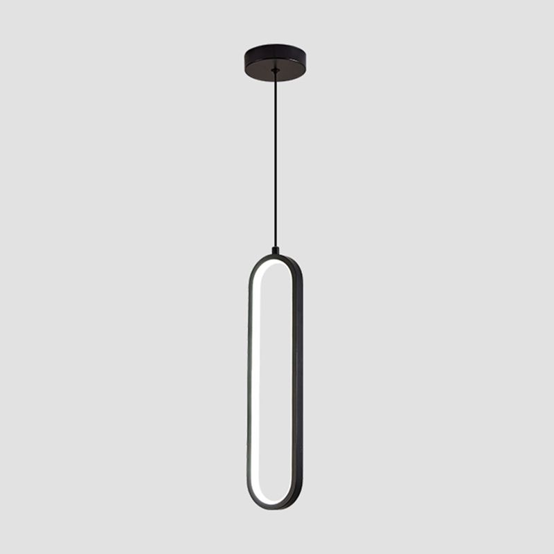 Nordic Style Iron Pendant Light Geometry Oval Led Ceiling Lamp for Bedroom