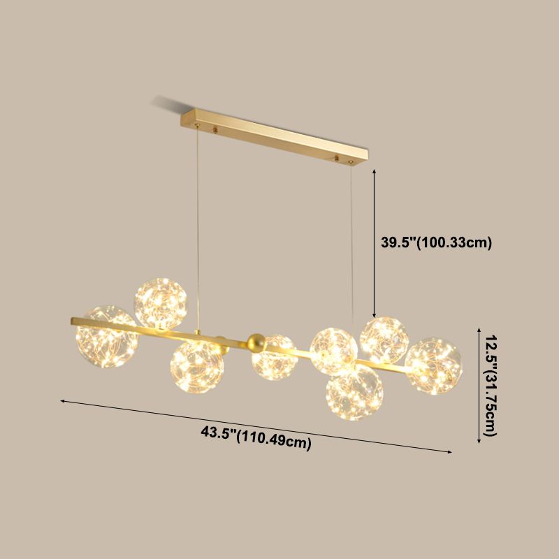 Nordic Simple Modern Light Luxury Style LED Island Chandelier Light for Dining Room Living Room