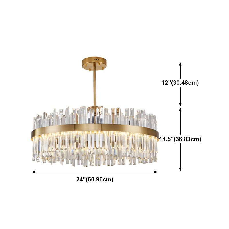 Luci appese a forma rotonda lampadario a LED in cristallo in oro per soggiorno
