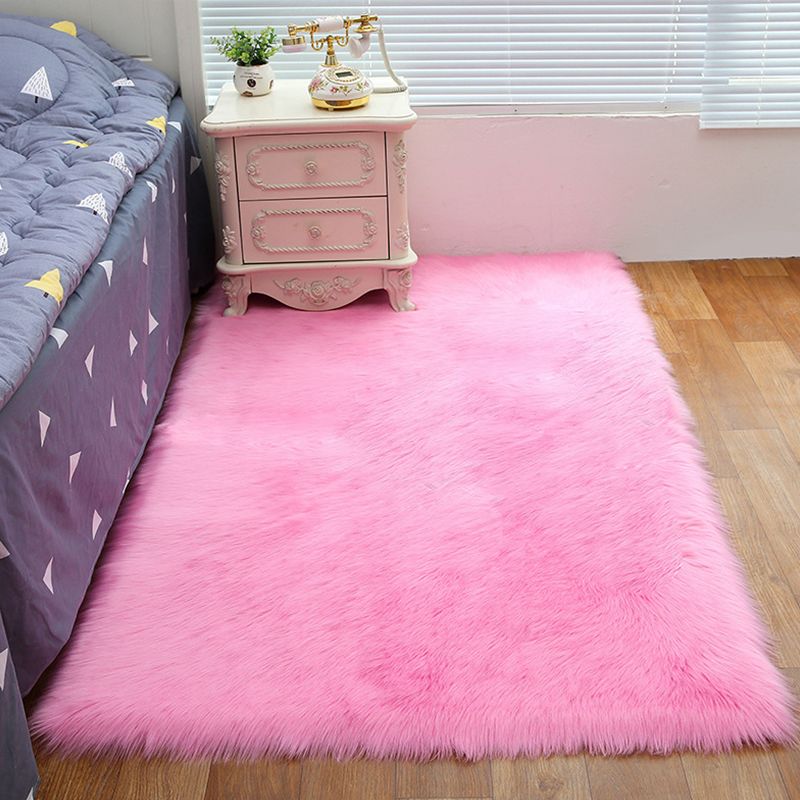 Shag Plain Rug Multi Color Simple Area Carpet Polypropylene Washable Anti-Slip Stain Resistant Rug for Room