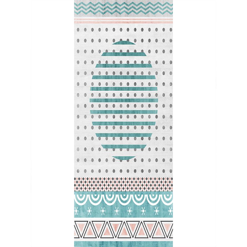 Fancy Bedroom Rug Multi Colored Geometric Print Area Carpet Polypropylene Non-Slip Backing Easy Care Area Rug