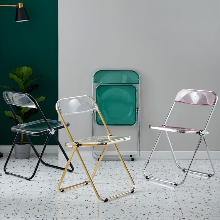 Open Back Dining Side Chair Foldable Armless Dining Chairs with Metal Legs