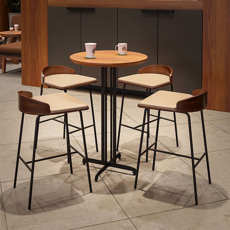 1/5/9 Pieces Modern Wood Bar Table Set Counter Table with Upholstered Stools