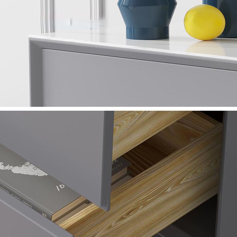 Stone and Steel Dining Server Modern 8 Drawers Buffet for Living Room