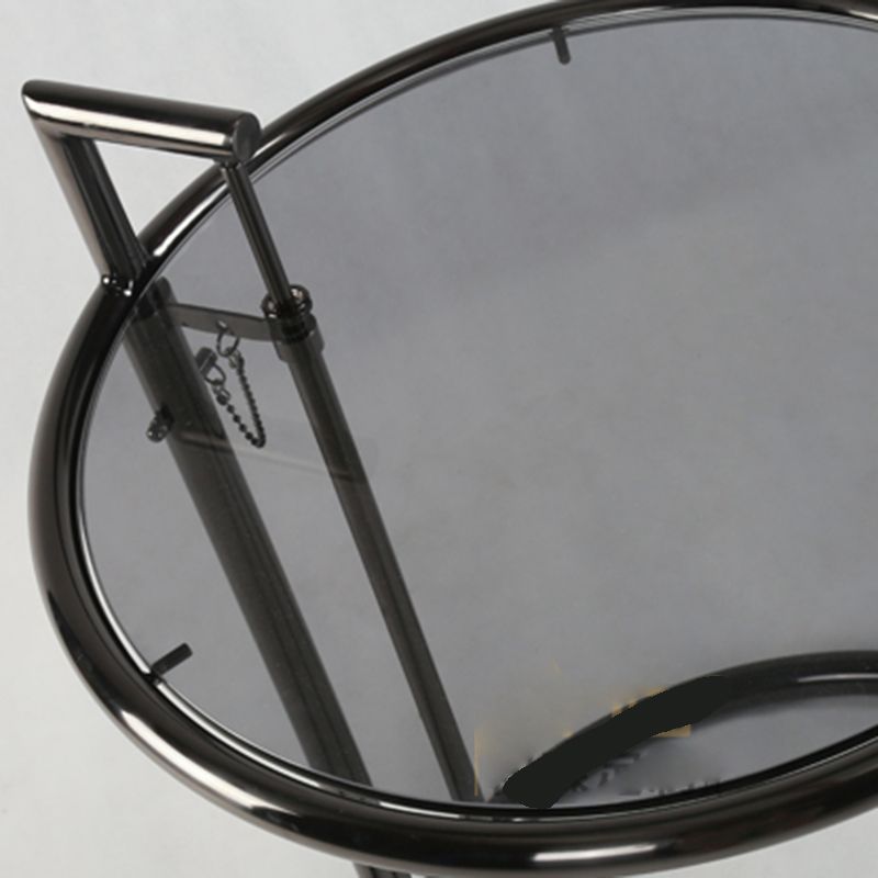 Modern 20-inch Round Glass Top End Table Metal C Side Table- Adjustable Height