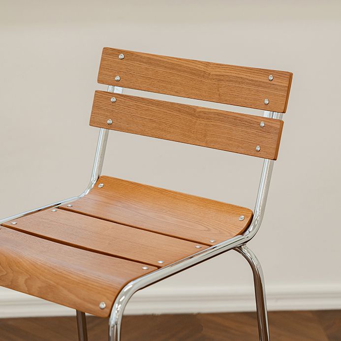 Contemporary Low Back Armless Bar Stool with Silver Metal Base