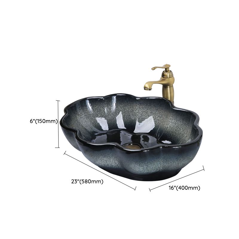 Traditional Vessel Bathroom Sink Specialty Vitreous China with Faucet Vessel Sink