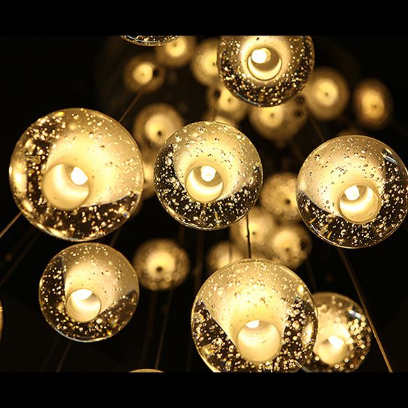 Ball Multi Ceiling Light Contemporary Stainless Steel Cluster Pendant Light with Hanging Cord for Restaurant