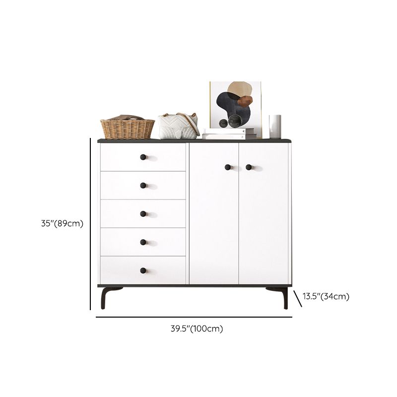 Contemporary Engineered Wood Storage Chest Bedroom Chest in White with Drawers