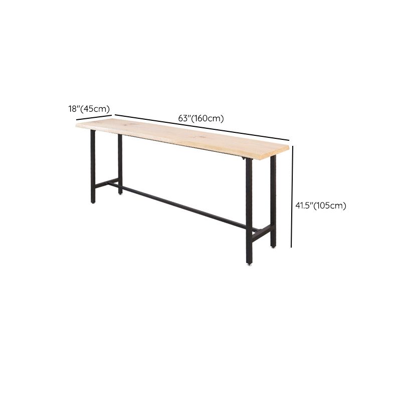 Wood Top Table Modern Style Bistro Pub Table with Black Base