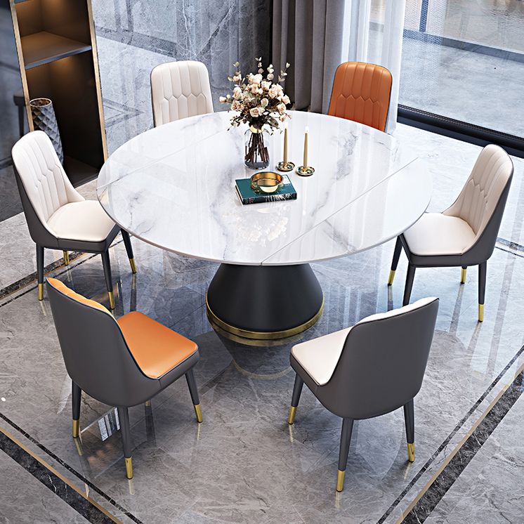 Modern Stone Foldable Dining Table Metal Base for Dining Room