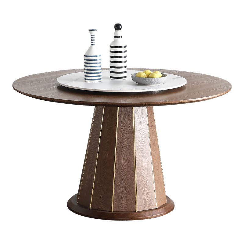Contemporary Ash Wood Table for Restaurant Dining Table with Pedestal Base