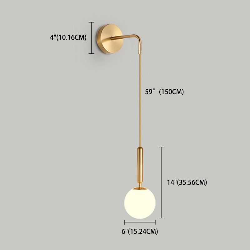 Globe Shaped Wall Sconce Modern Minimalist Style Glass 1 Light Sconces for Bedroom