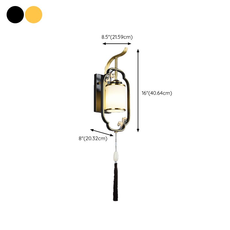 Modern Simple Wall Light Cylinder Shape Wall Lamp with Glass Shade for Living Room