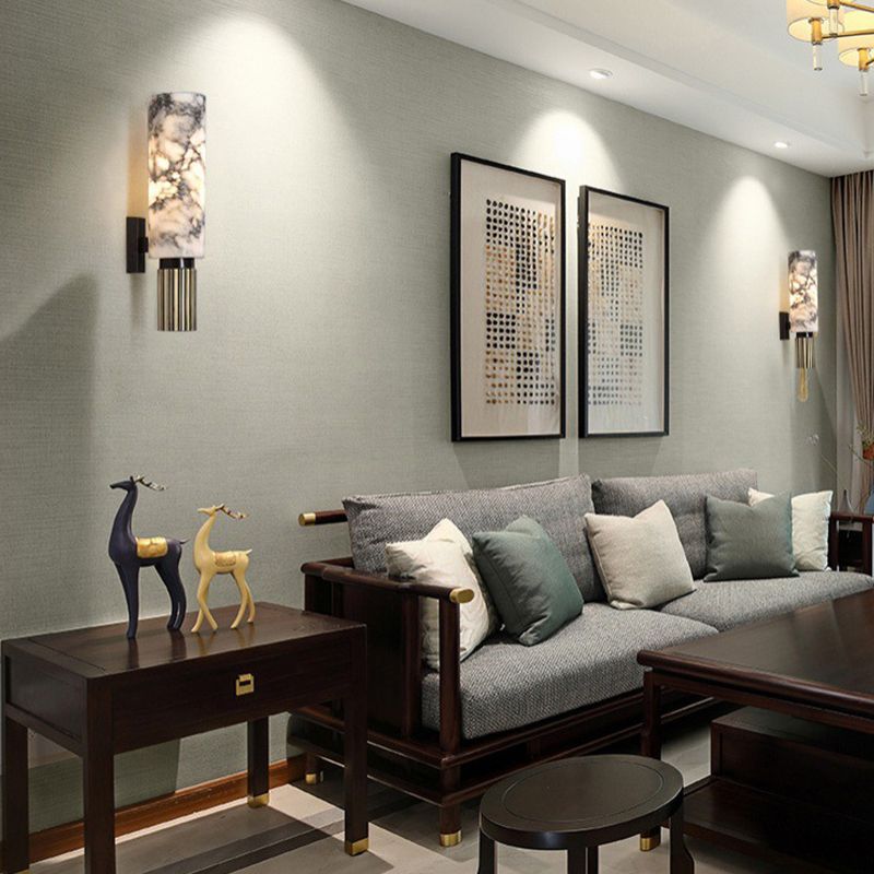 Single Modern Brass Wall Mounted Sconce Cylindrical Shaded Wall Light for Bedroom