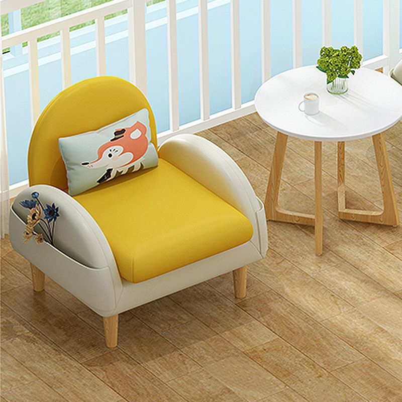 Faux Leather Arm Chair Pillow Back Accent Chair,  23.62" W √ó  25.59" L √ó 25.59" H