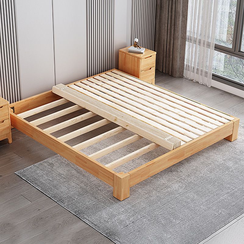 Scandinavian Solid Wood Bed without Headboard and  Footboard Bed