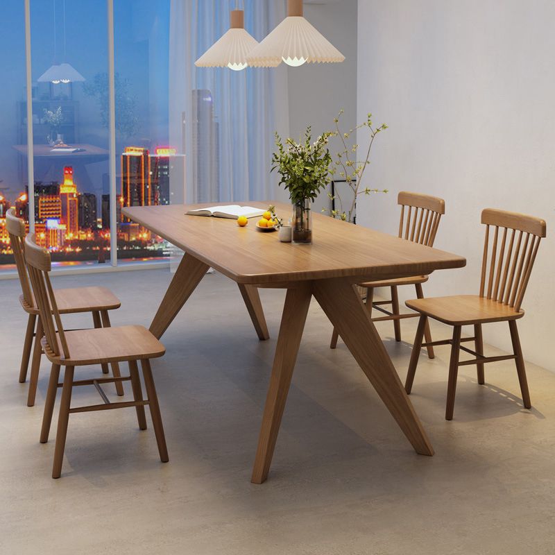 Industrial Style Dinette Table Solid Wood Rectangle Dinner Table in Brown