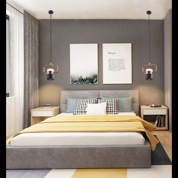 Zylindrische Anhängerlampe moderne minimalistische Metallhängelampe mit Rechteckring für Esszimmer