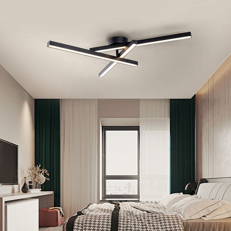 Aluminum Line Art Semi Mount Lighting Minimalist Metal LED Ceiling Flush Light for Bedroom
