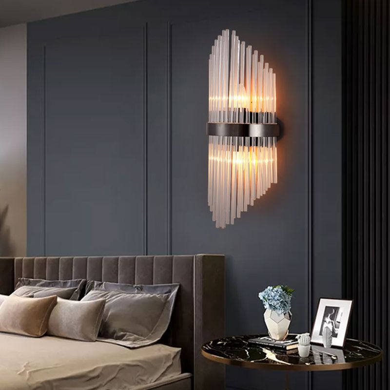 Clear Crystal 3 - Light Wall Mounted Sconce in Black / Gold Modern Wall Light