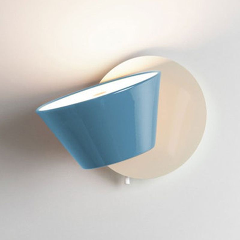 1 Light Drum Wall Sconce Modern Style Metal Wall Lighting for Living Room