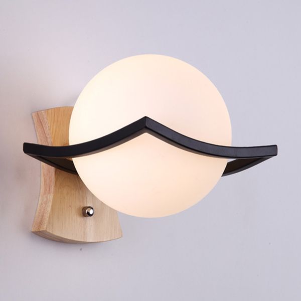 Wood Frame Wall Lighting Contemporary Single Head Wood Sconce Light Fixture for Living Room