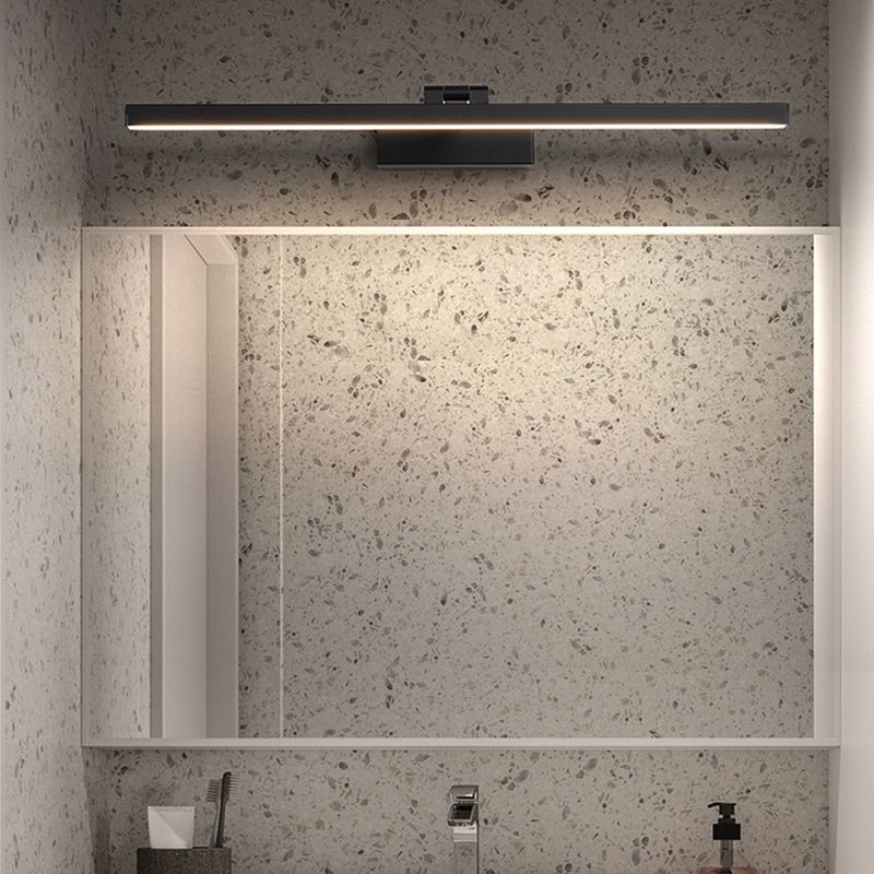 Modern Black Linear Wall Mount Light Fixture Metal 1-Light Wall Lamp for Bathroom