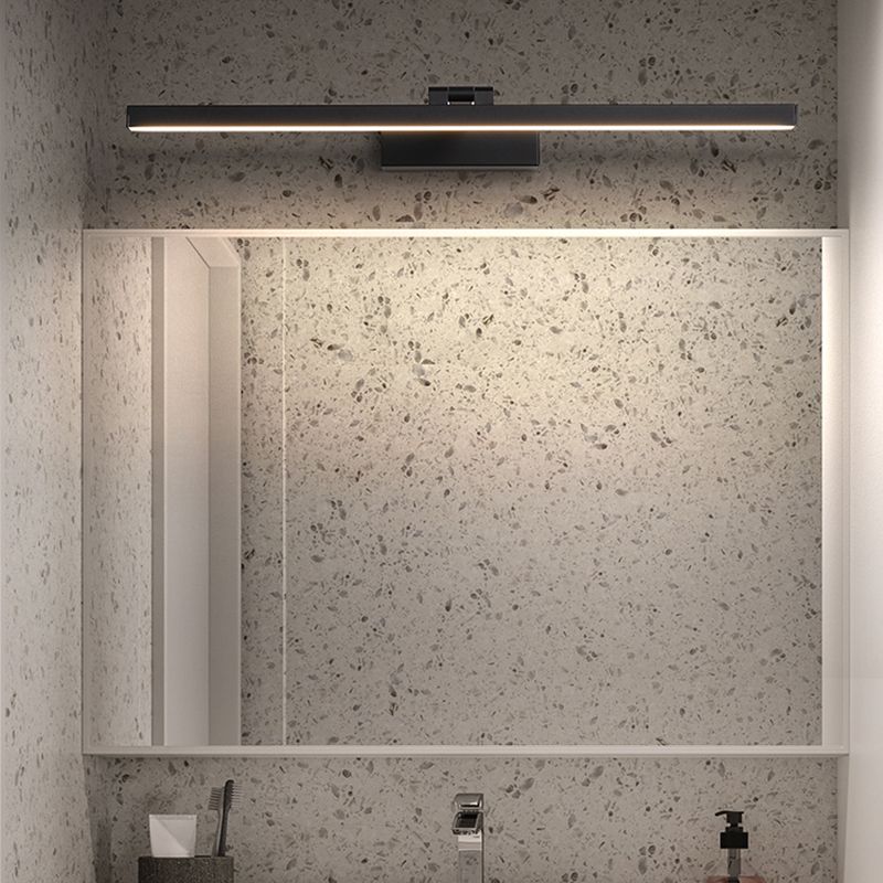 Moderna lampada da monte a parete lineare nero lampada da parete in metallo a 1 luce per bagno