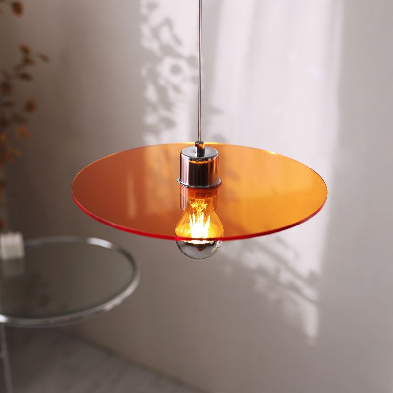 Circle Shape Hanging Lighting Modern Style Metal 1 Light Hanging Lamp for Bedside
