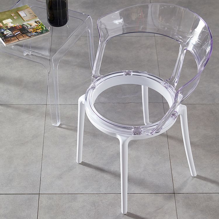 Contemporary Plastic Restaurant Side Chair Clear Open Back Dining Chair