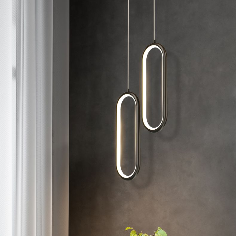 Aiuto in metallo ovale Pendente leggero in stile moderno a sospensione a led sospensione per sala da pranzo