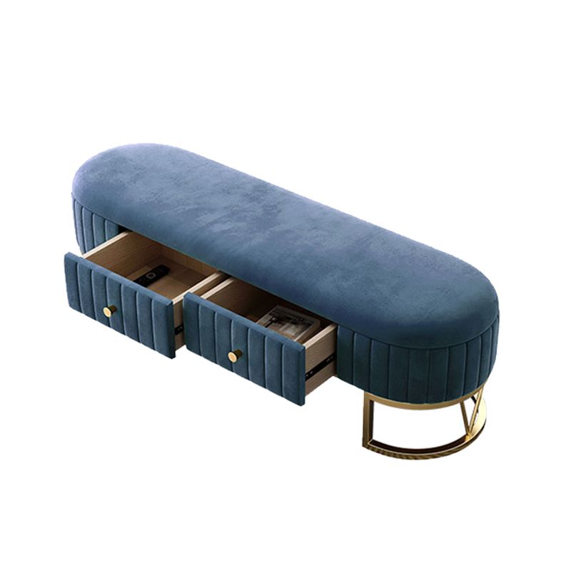 Modern Cushioned Seating Bench Oval Entryway and Bedroom Bench with Drawers