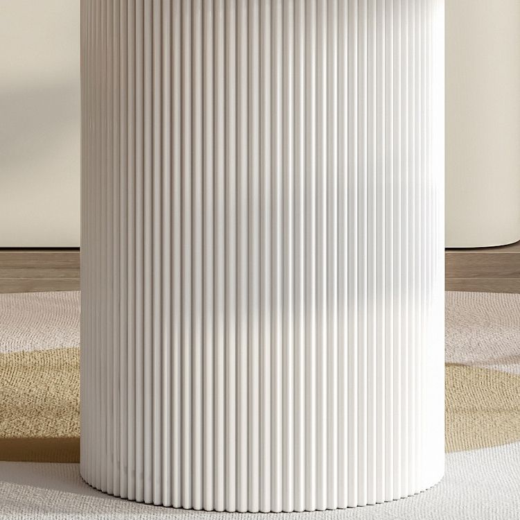 Round Top Dining Table Contemporary Table with Pedestal Base in White