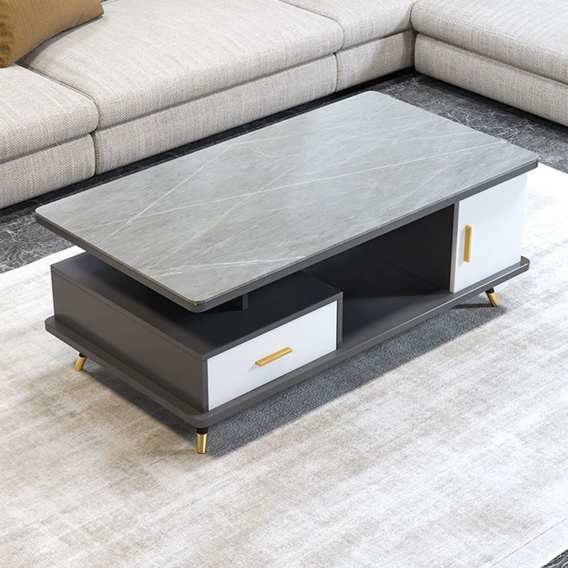 4 Legs Base Design Wood-based Material Square Grey/white Coffee Table