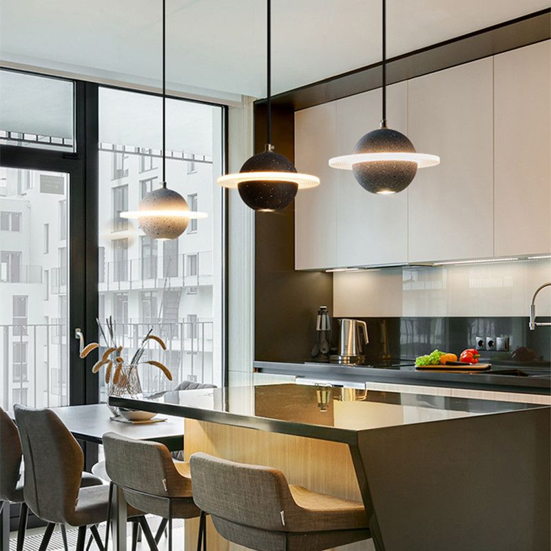 Lampada sospesa in stile Minimalismo Globe Single Light Stone Spender lampada a sospensione