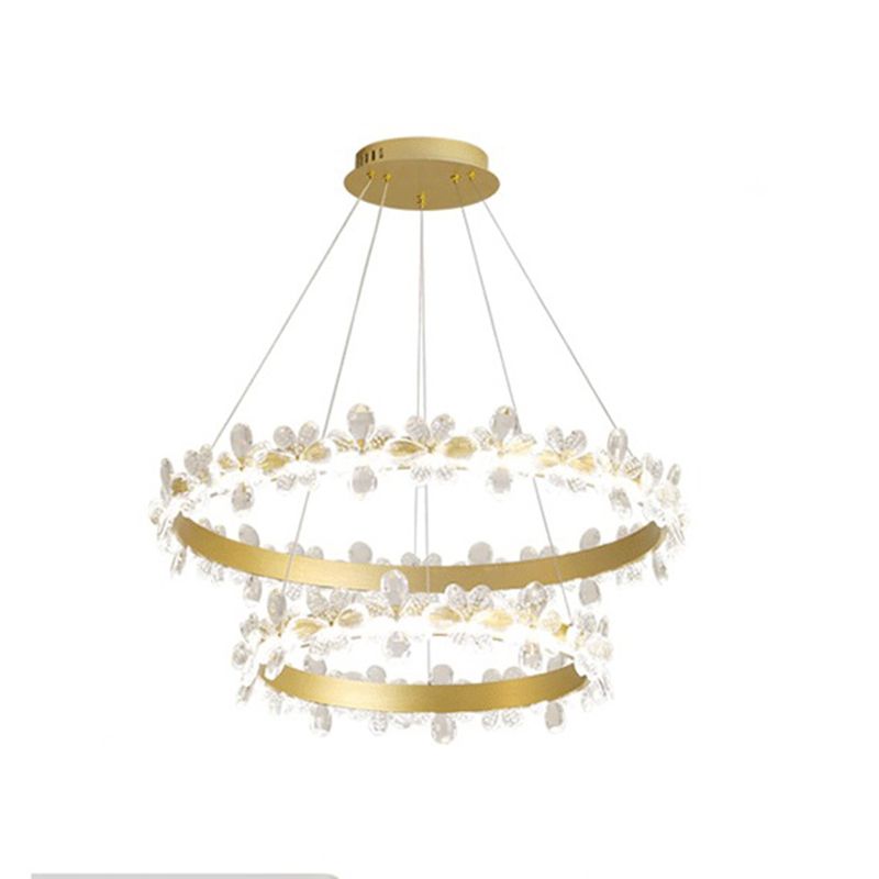 Modern Gold Chandelier Multiple Rings Chandelier Pendant Light Metal Chain Chandelier