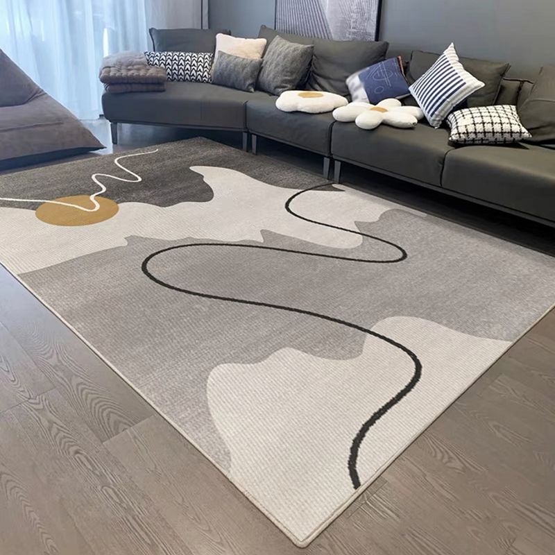 Dark Brown Modern Rug Polyester Color Lump Rug Non-Slip Rug for Living Room