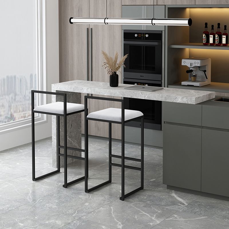 Modern Armless Backrest Counter Stool Iron Kitchen Bar Stool with  Cushion and Pedal